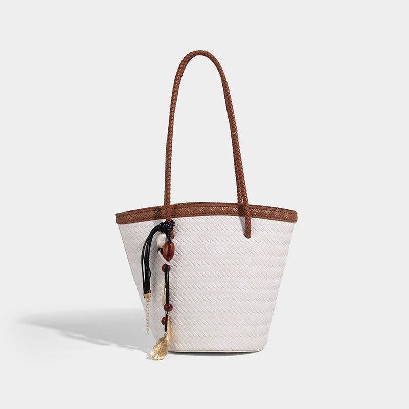 Meryl Woven Bucket Handbag with Pouch