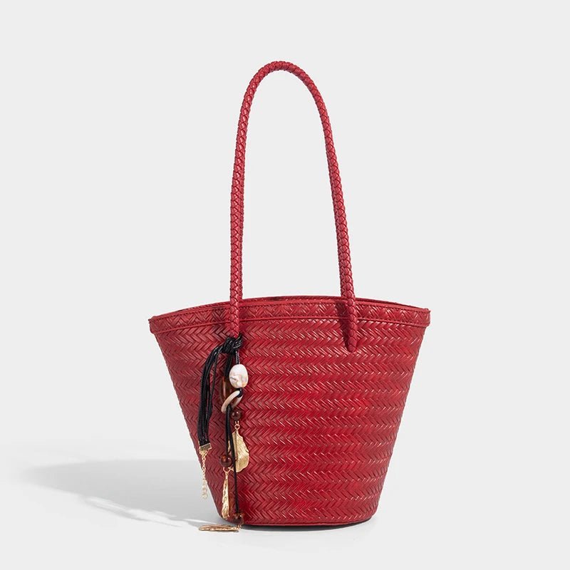 Meryl Woven Bucket Handbag with Pouch