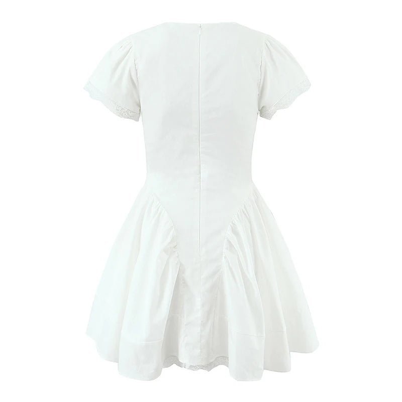 Vestido mini com laço e decote em V Mia