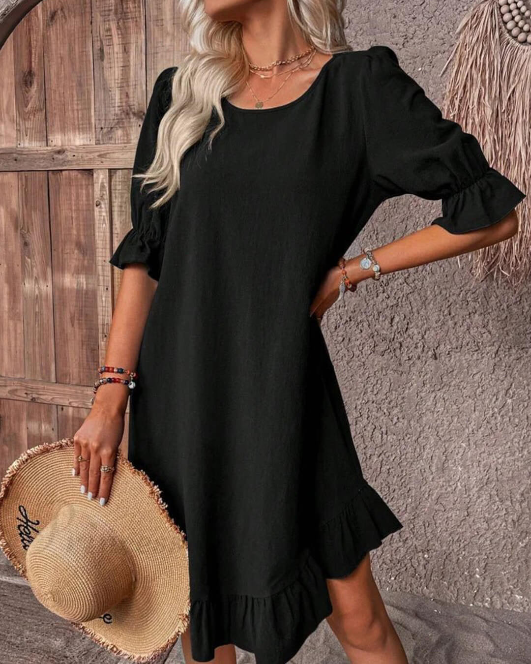 Mia Ruffle Hem Smock Dress