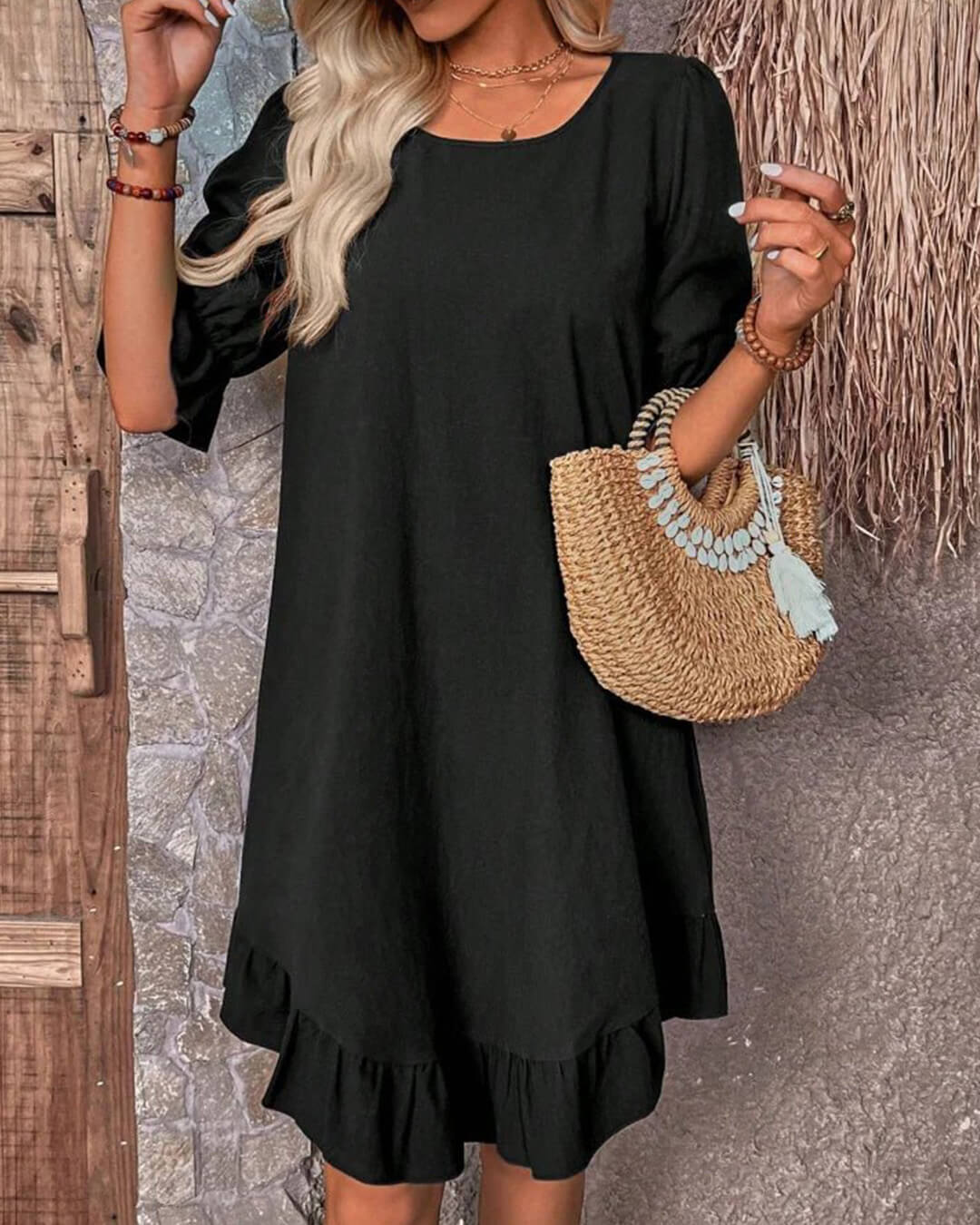 Mia Ruffle Hem Smock Dress