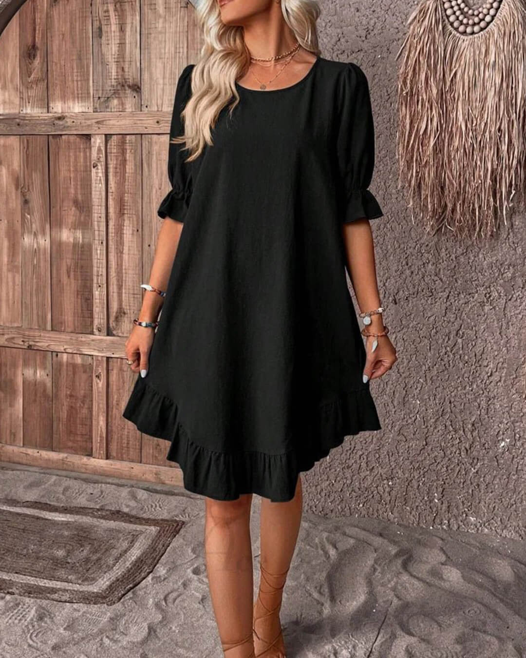 Mia Ruffle Hem Smock Dress