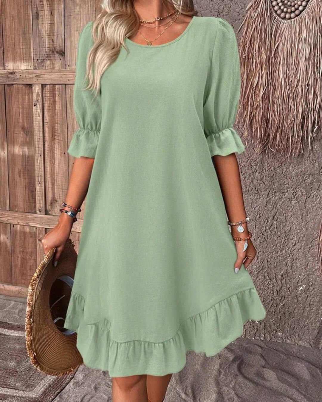 Mia Ruffle Hem Smock Dress