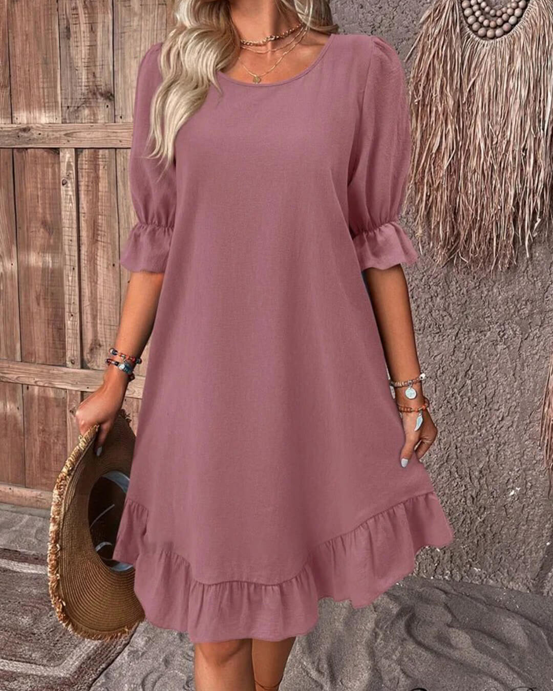 Mia Ruffle Hem Smock Dress