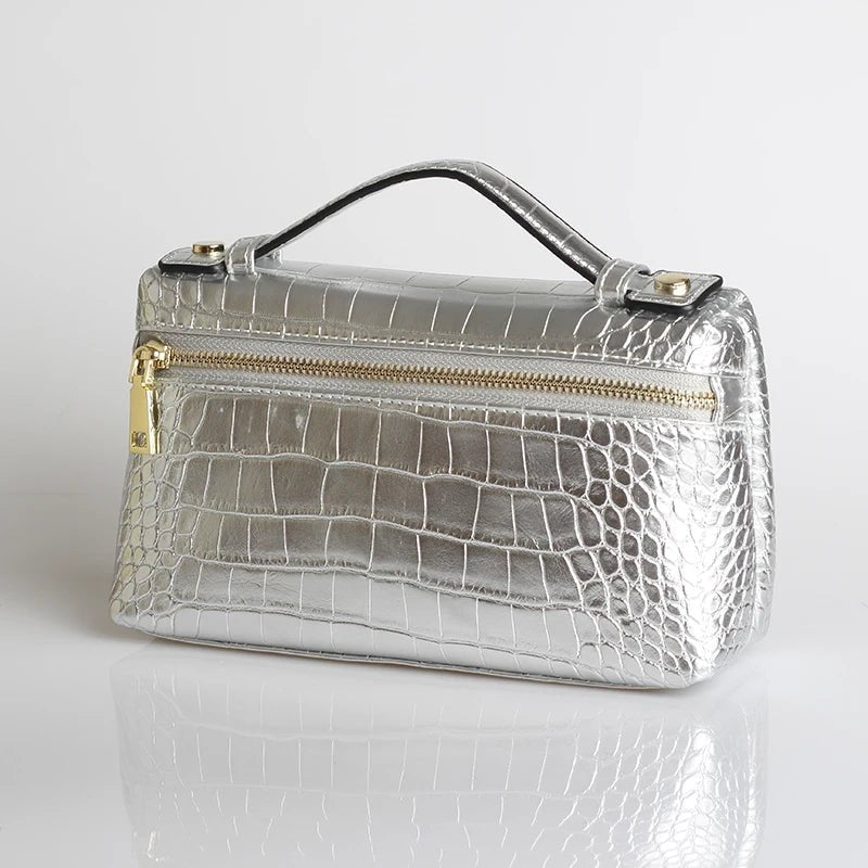 Minerva-clutch med krokodillemønster