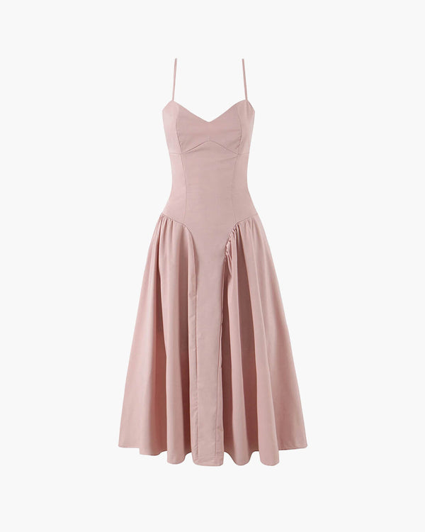 Vestido midi Myrna com alças finas