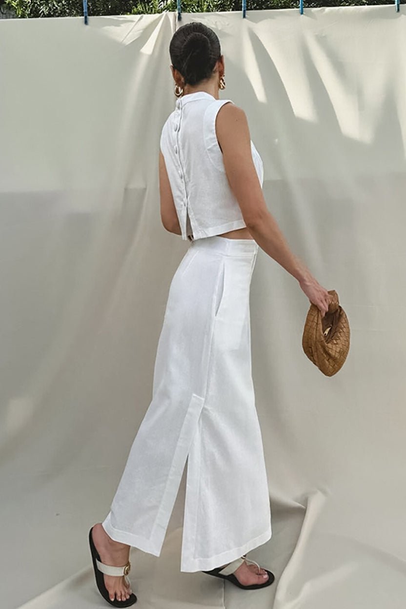 Nala Linen Cotton Sleeveless Slit Set