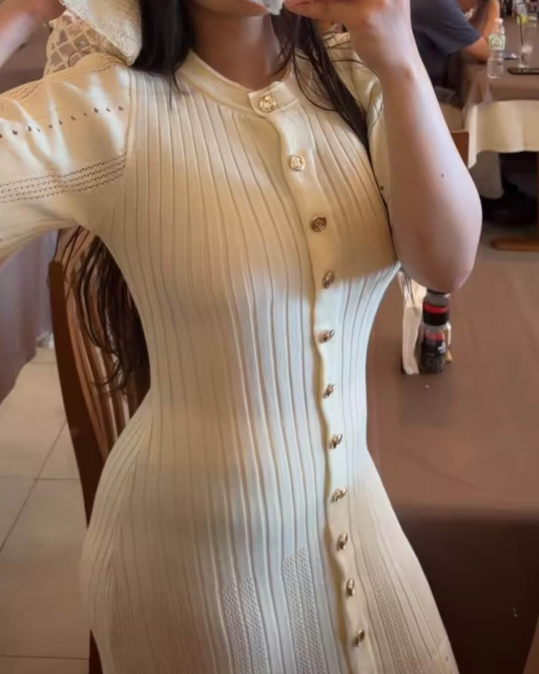 Nancy figurbetontes gestricktes Maxikleid