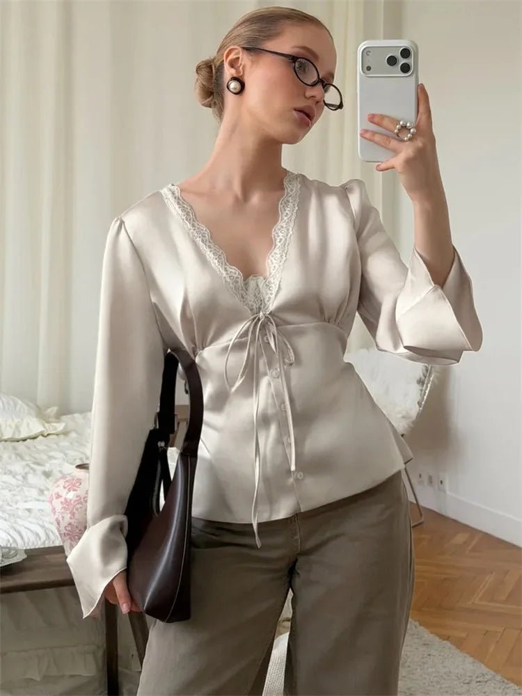 Naomi Satin V-Neck Tank Top