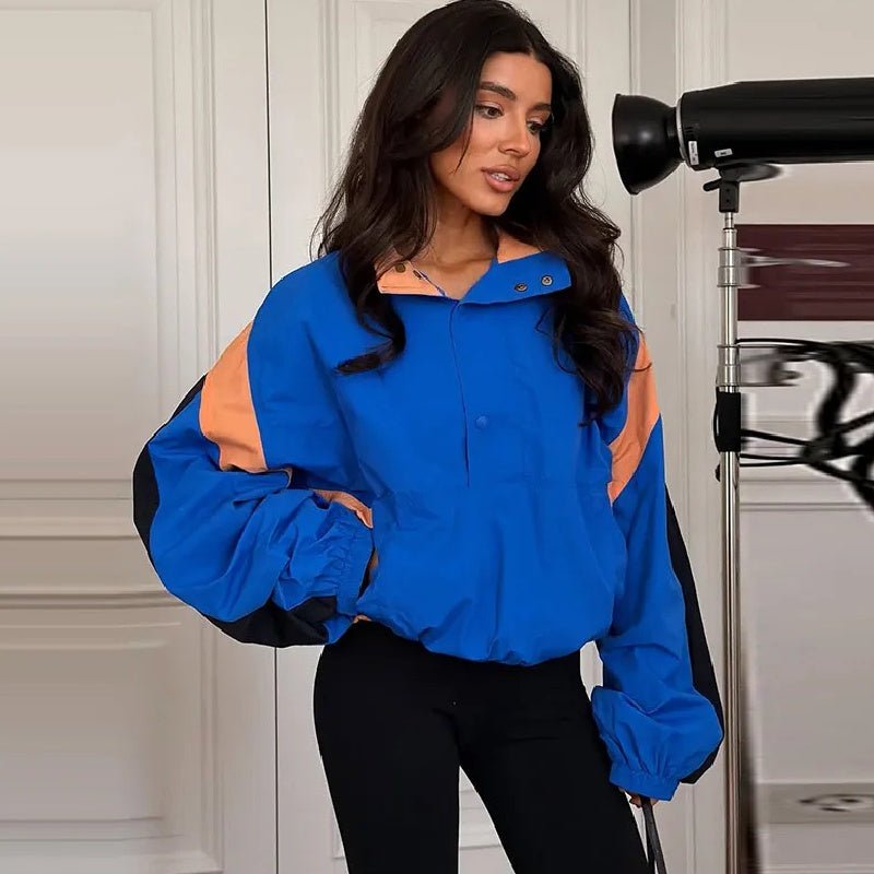 Nerea oversized kort jacka med färgblock