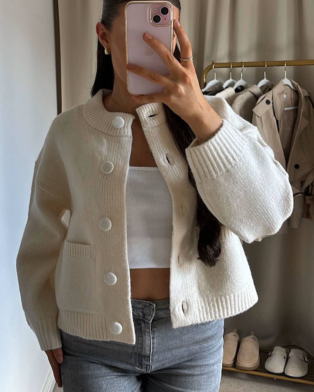 Nessa tykstrikket cardigan