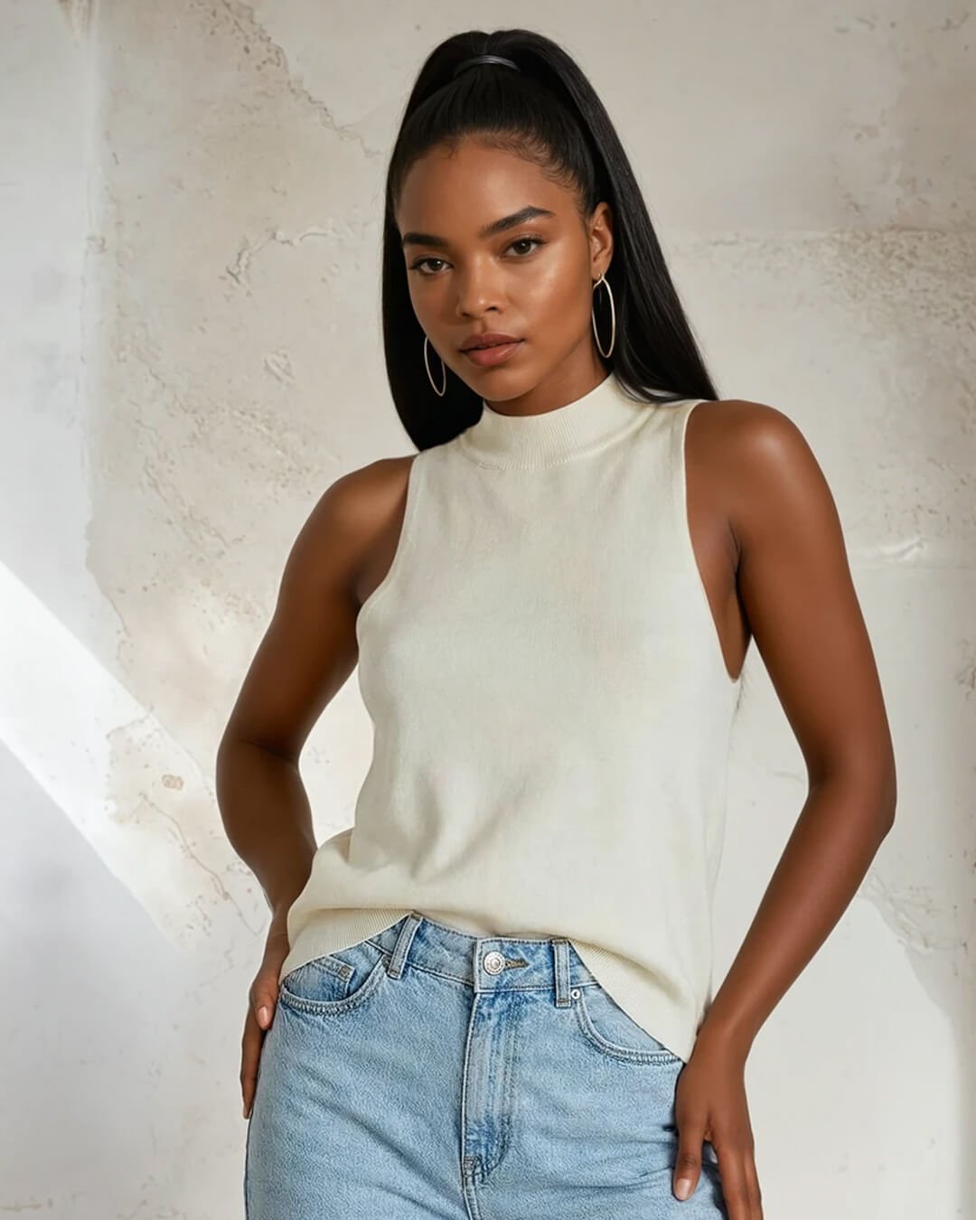 Nicky Ärmelloses Strick-Crop-Top mit Neckholder