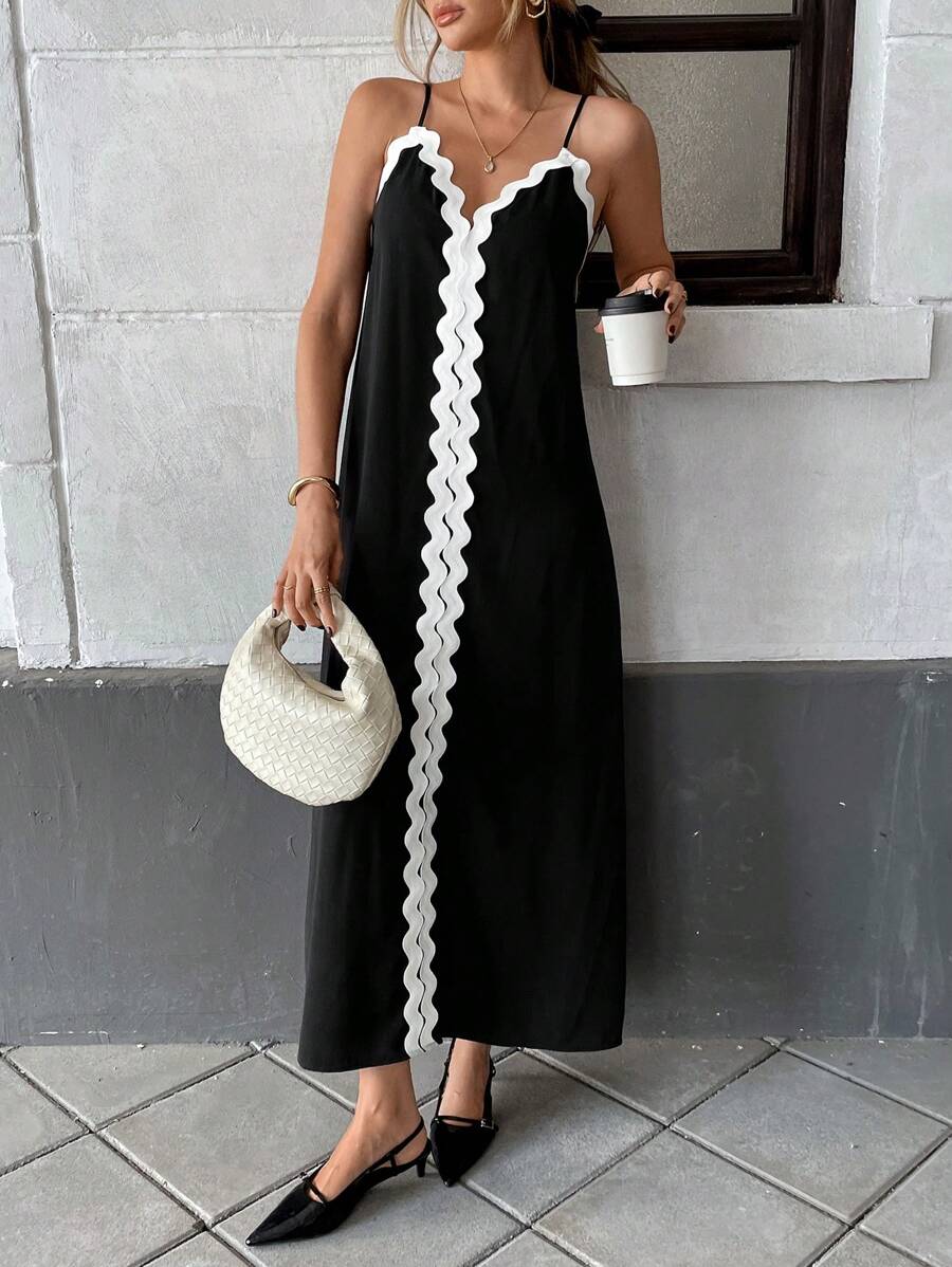 Nina Contrast-maxi-jurk