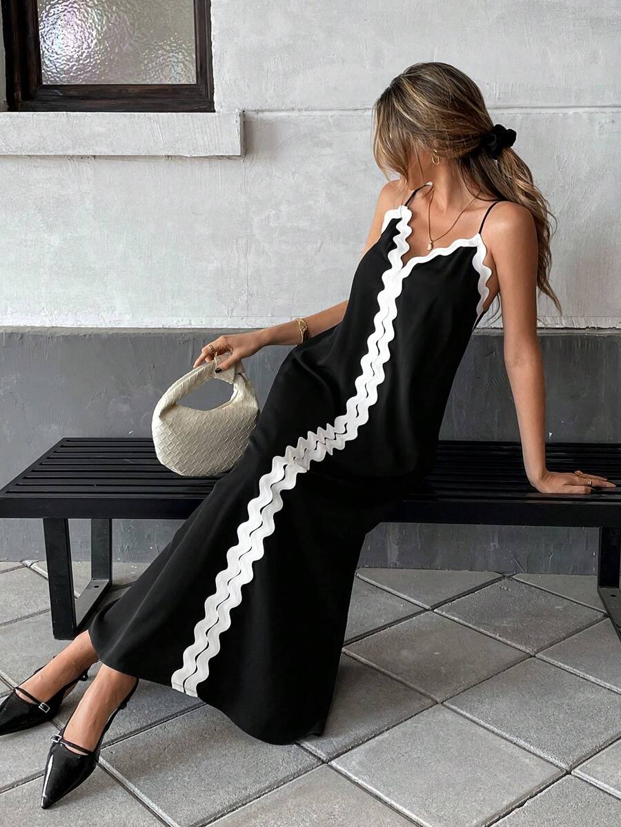 Nina Contrast-maxi-jurk