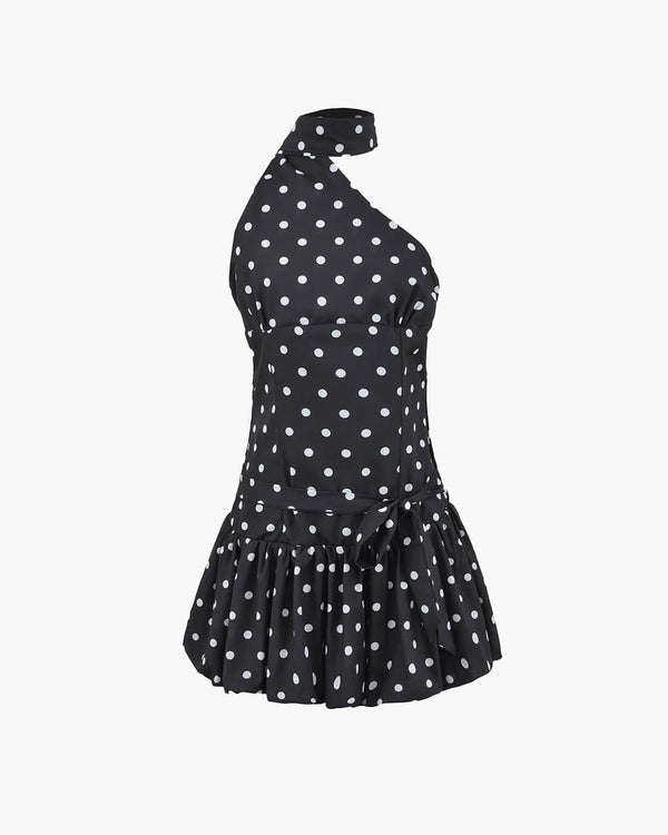 Mini-vestido de bolinhas Nina, de um ombro só