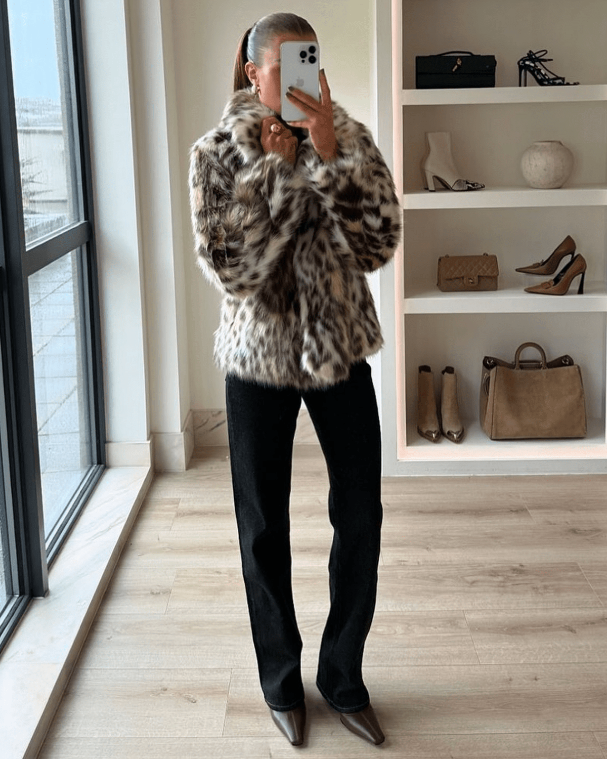 Nora leopardjakke i imiteret pels