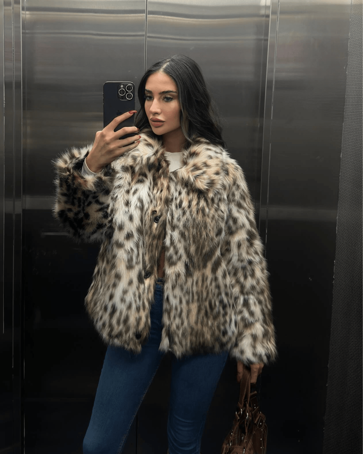 Nora leopardjakke i imiteret pels