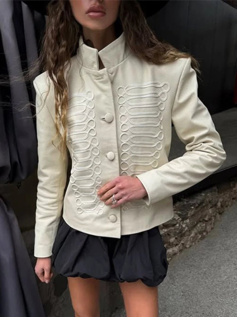 Veste militaire en cuir de style Napoléon Nora