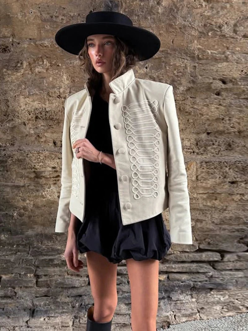 Veste militaire en cuir de style Napoléon Nora