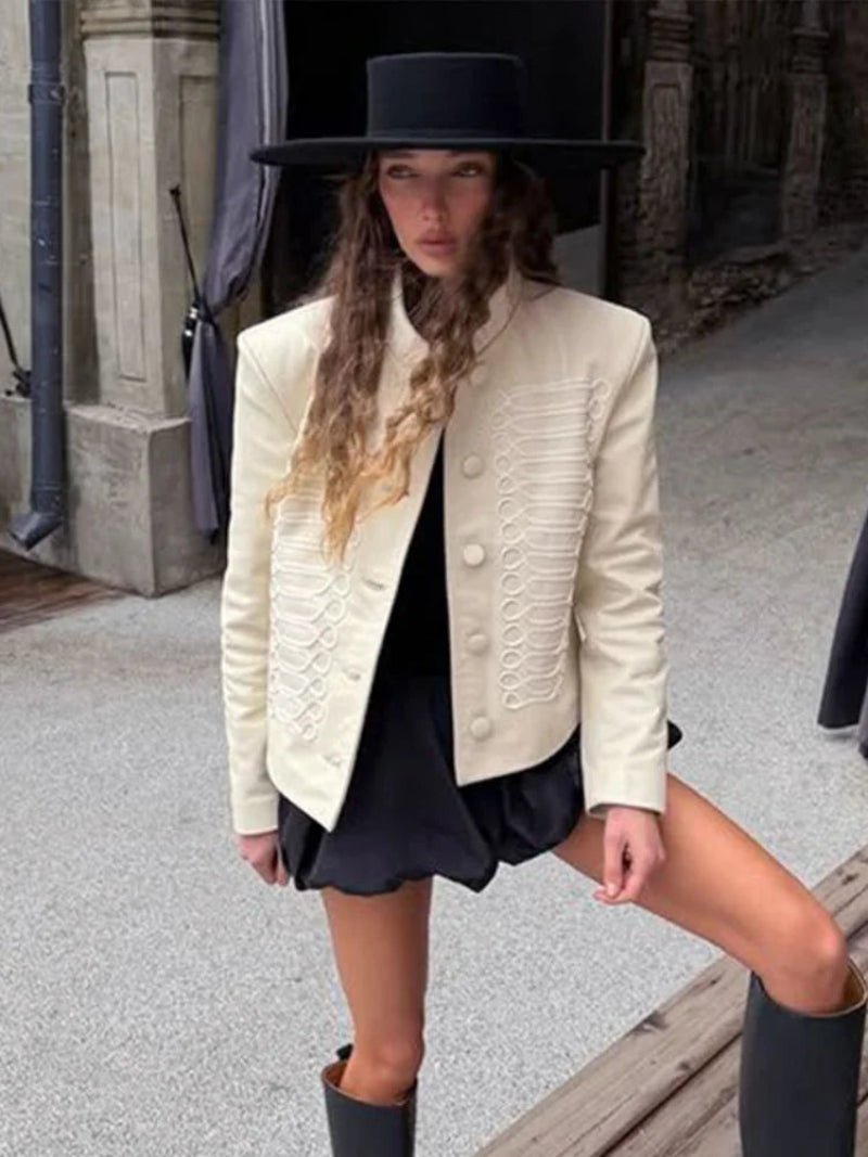 Veste militaire en cuir de style Napoléon Nora