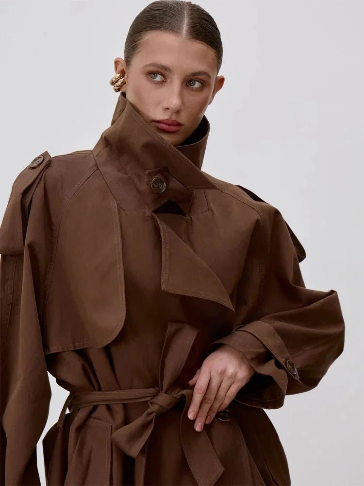 Octavia trenchcoat med snøring og ståkrage