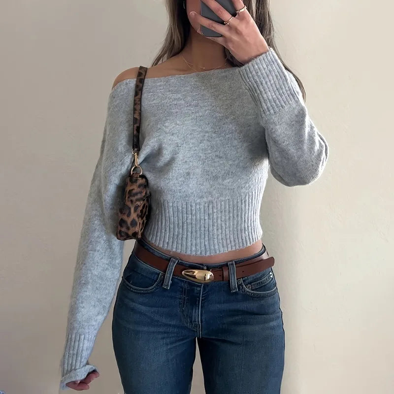 Oversized genser med bare skuldre