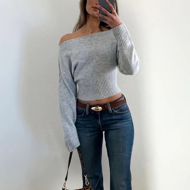 Oversized genser med bare skuldre