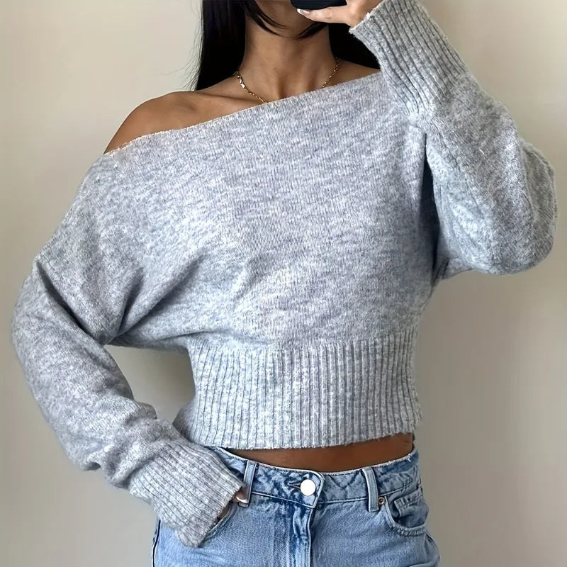 Oversized genser med bare skuldre