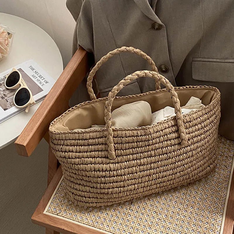 Olivia Handgeflochtene Strohtasche