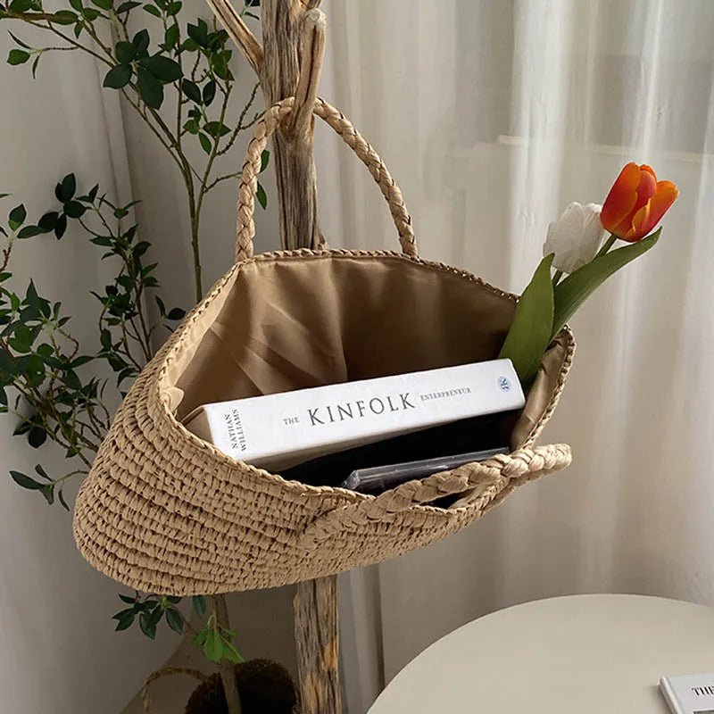 Olivia Handgeflochtene Strohtasche