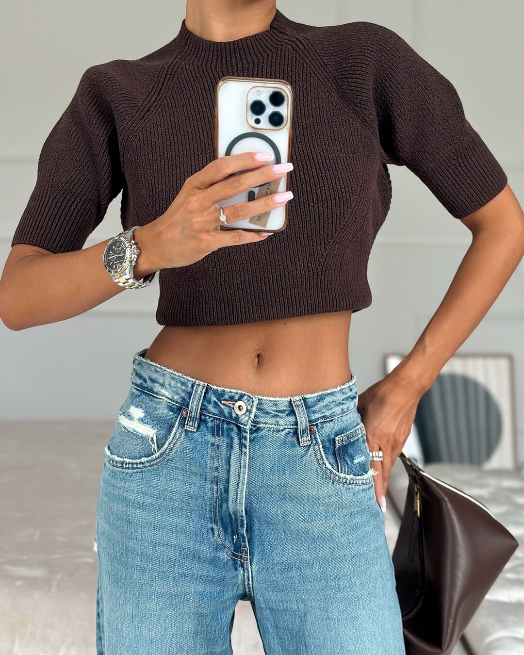 Paloma Sømløs strikket crop top