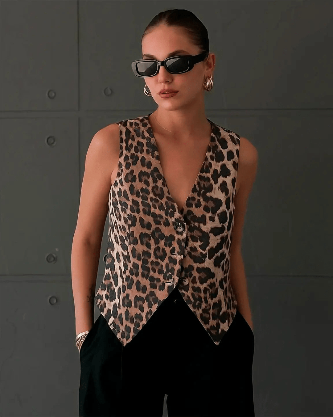 Bianca Leopard Print Vest