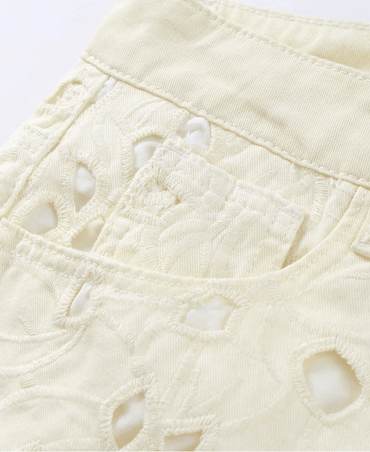 Rachel rechte jeans van denim met hoge taille en uitsparingen