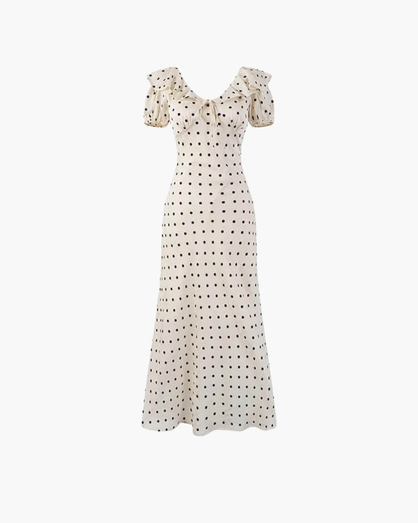 Rachel Polka Dot V-Neck Maxi Dress