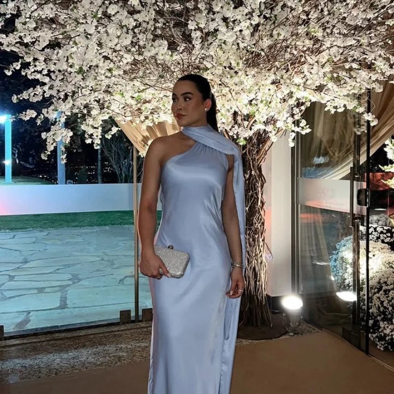Raisa rückenfreies Abendkleid aus Satin mit Schleifenband