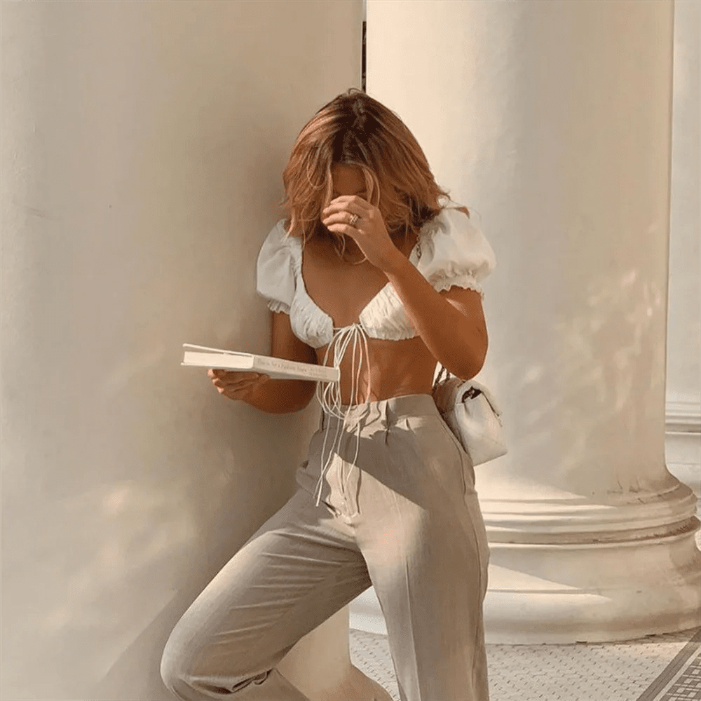 Rebecca Tie-Front Crop Bra Top