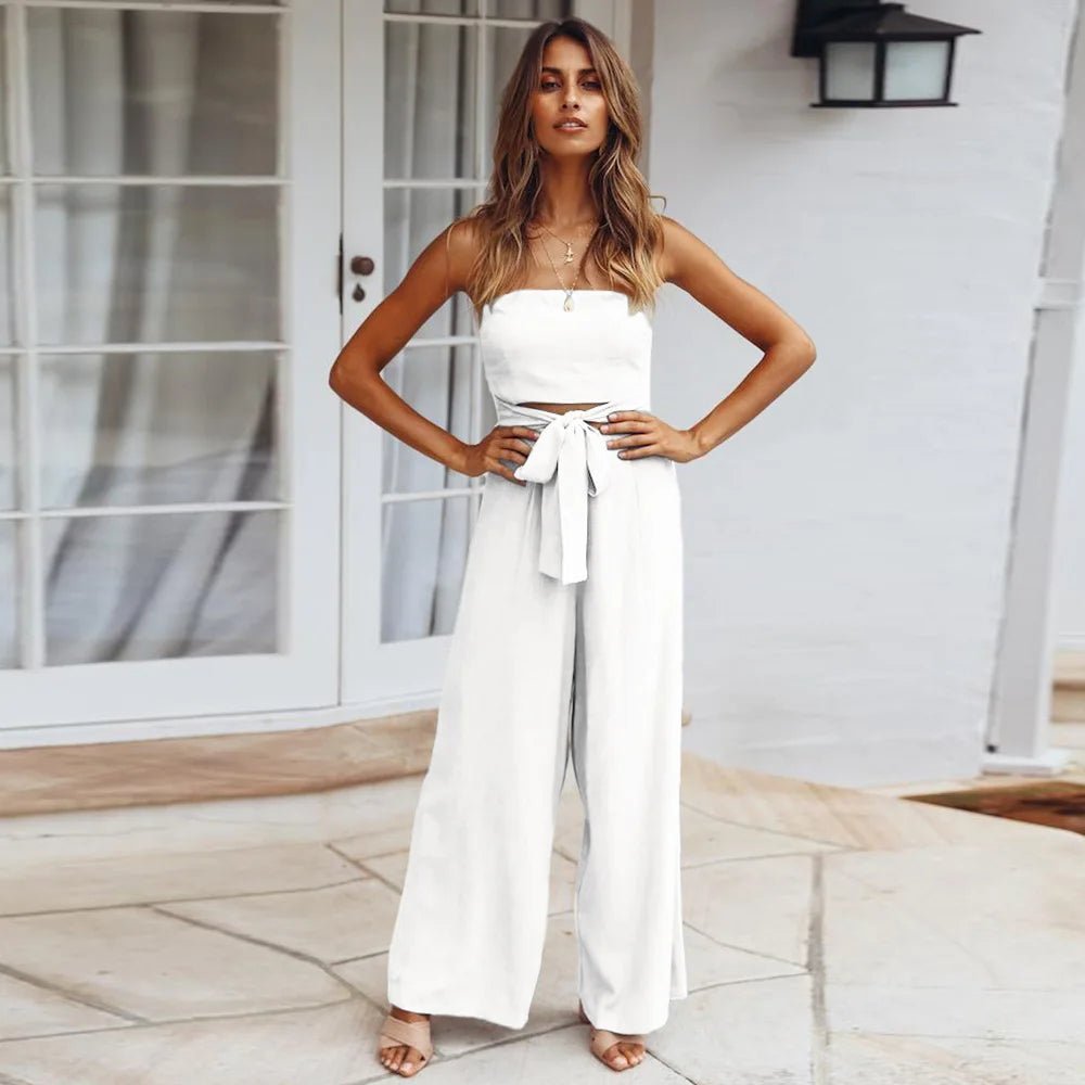 Reginas axelbandslösa raka jumpsuits