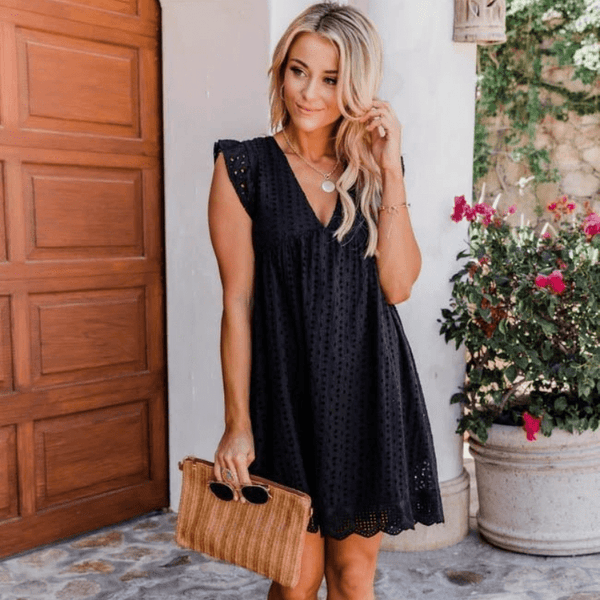 Regine V Neck Sleeveless Mini Dress