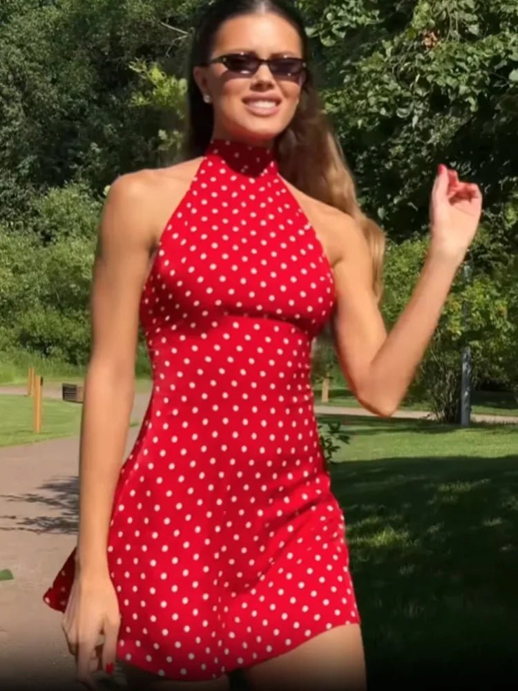 Renee prikkete minikjole med halterneck