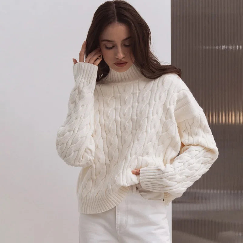 Freja Cable-Knit High-Neck Sweater
