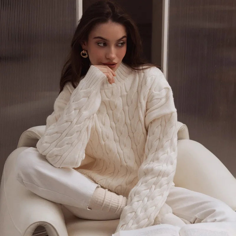 Freja Cable-Knit High-Neck Sweater