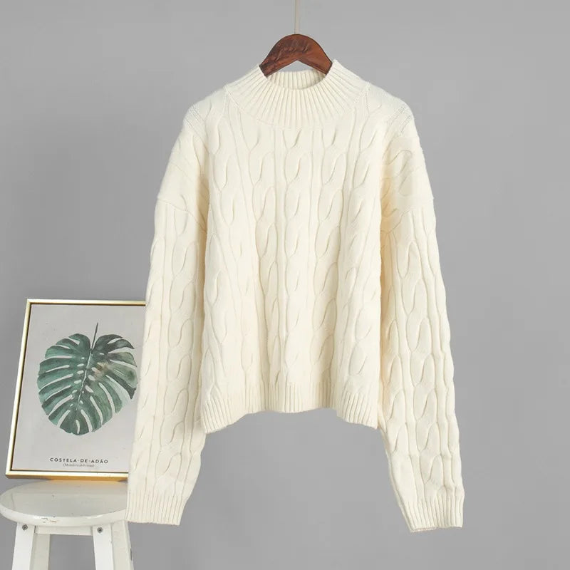 Freja Cable-Knit High-Neck Sweater