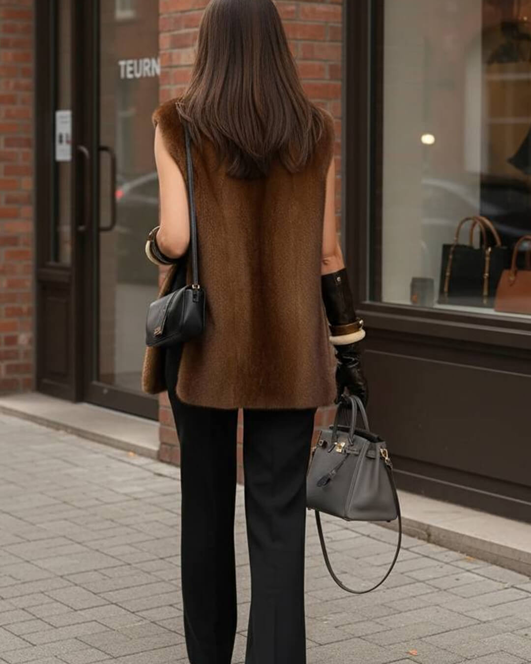Gilet a collo alto in pelliccia sintetica Rina