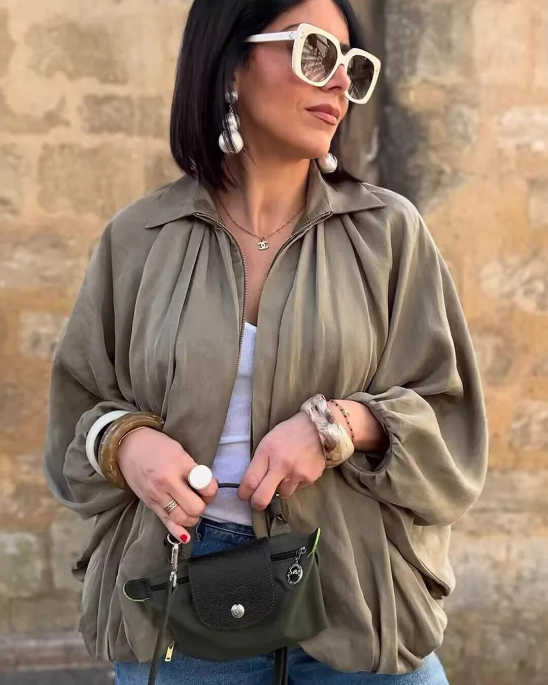 Giacca plissettata con zip Ritchel