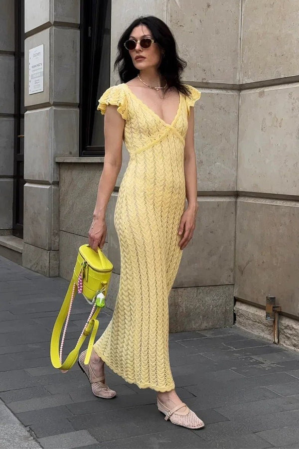 Vestido midi de malha Roan com folhos
