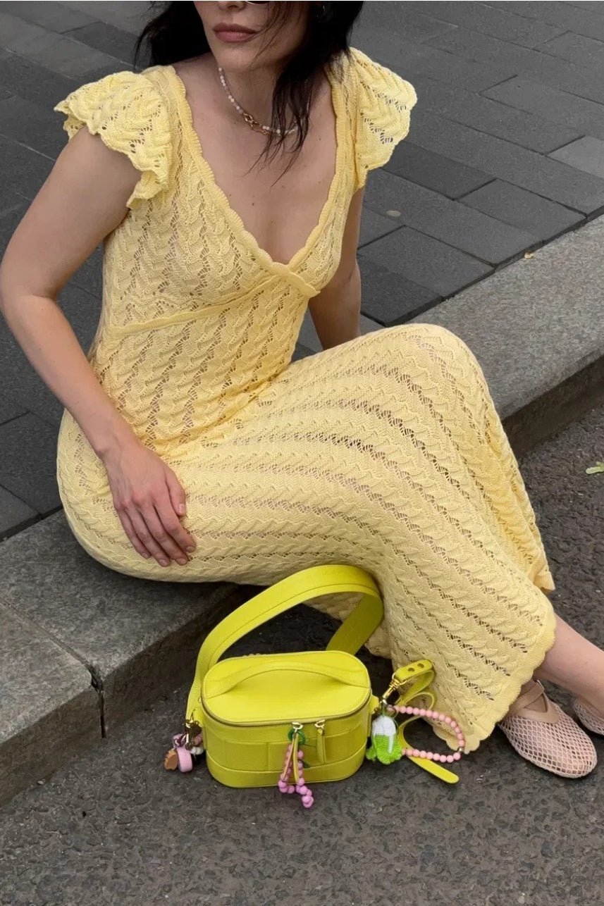 Vestido midi de malha Roan com folhos