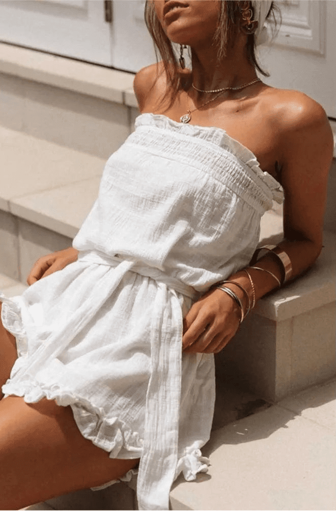 Romina jumpsuit med bandeau-top og bælte