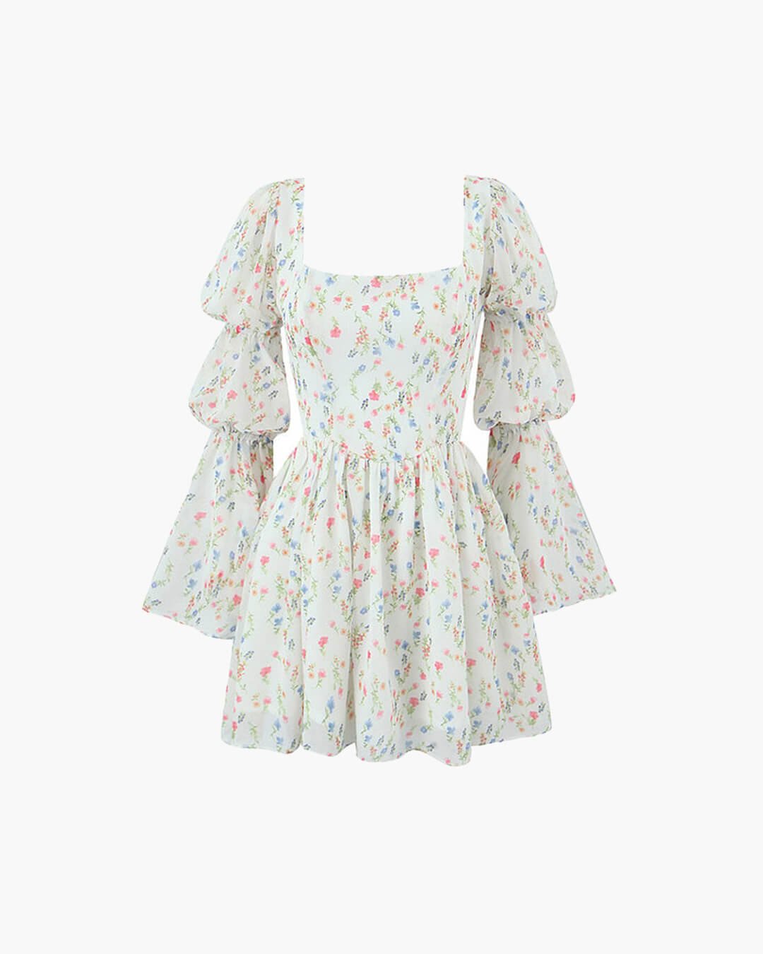 Vestido curto de ombros descobertos com folhos Rose