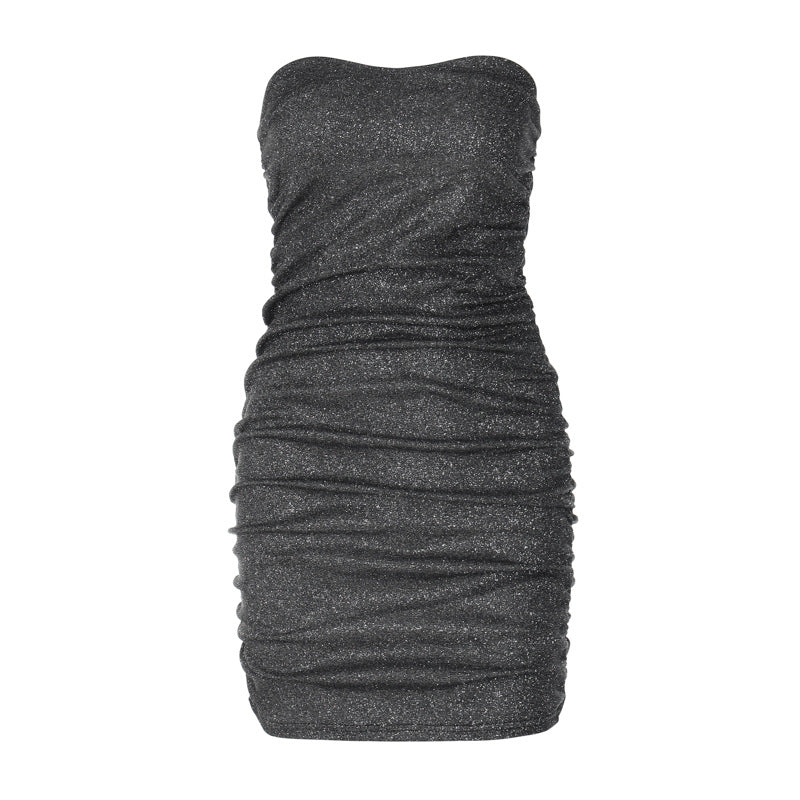 Nika Glitter Ruched Mini Dress