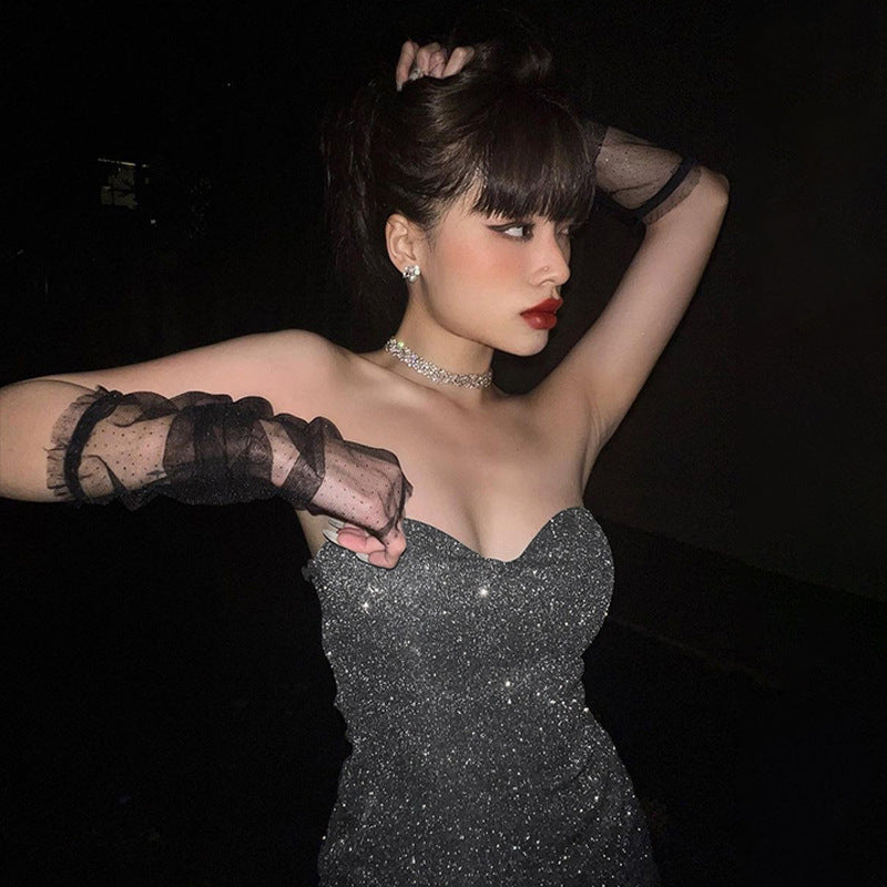Nika Glitter Ruched Mini Dress